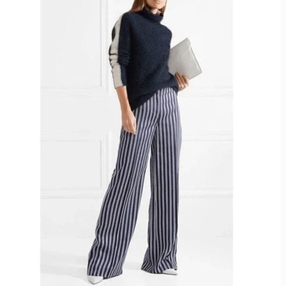 New! Diane Von Furstenberg Wide Leg Pants Pinstripe Size 6 Fall Capsule Work